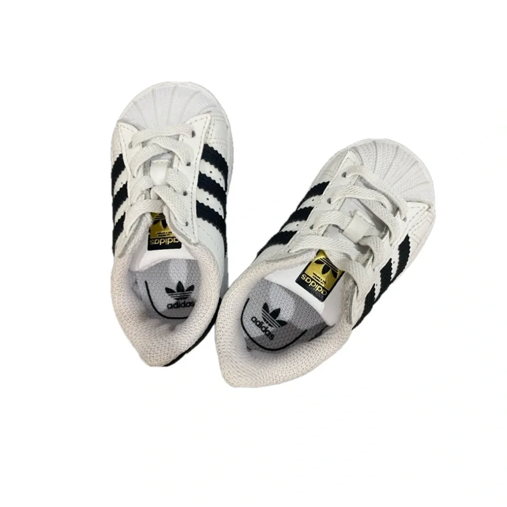 Baby Adidas Superstar Shoes White Black Size US 4K - Picture 3 of 8